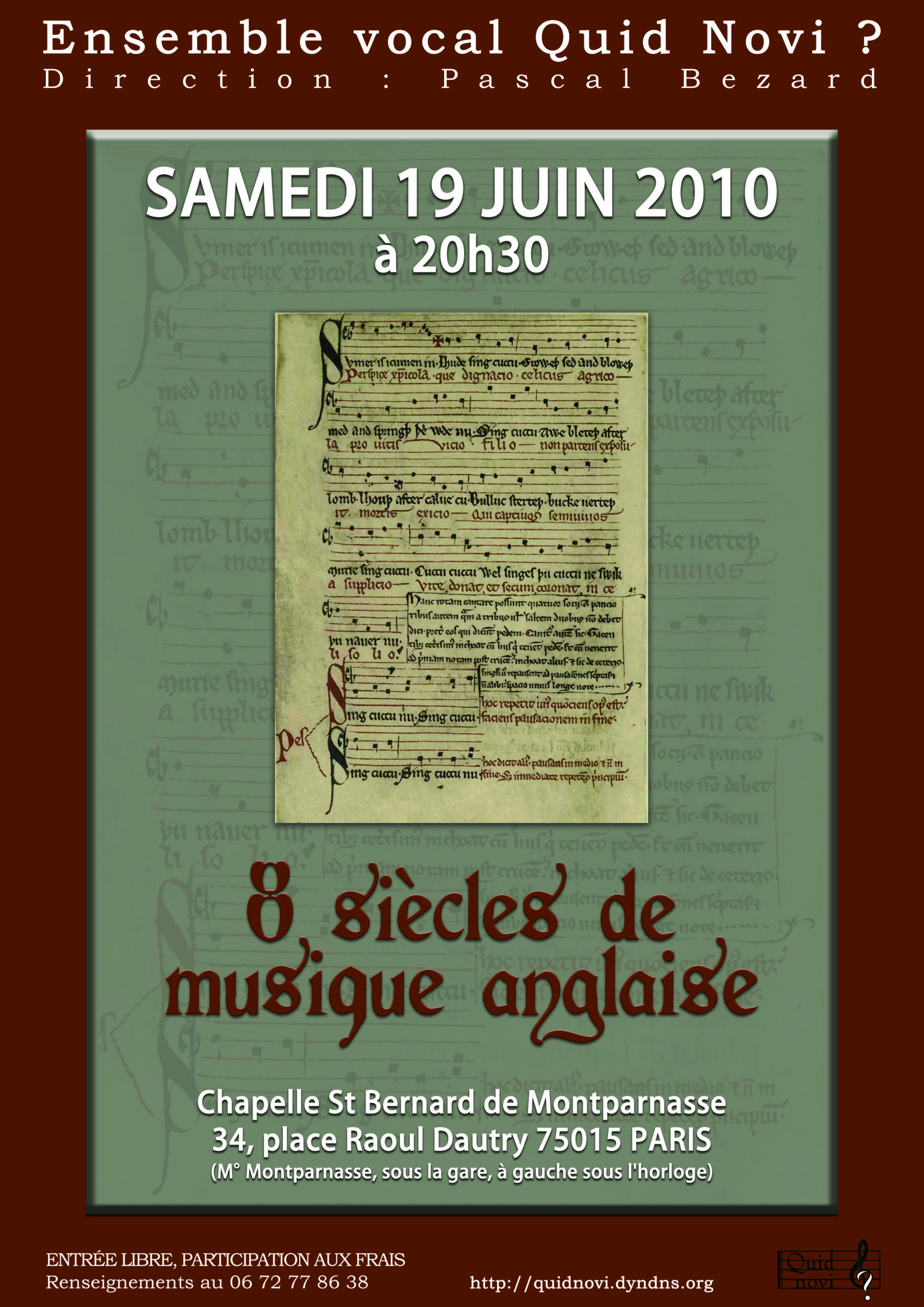 Musique anglo-saxonne à la Chapelle St Bernard de Montparnasse